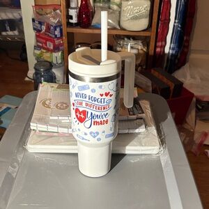 Inspirational White Travel Mug with Straw